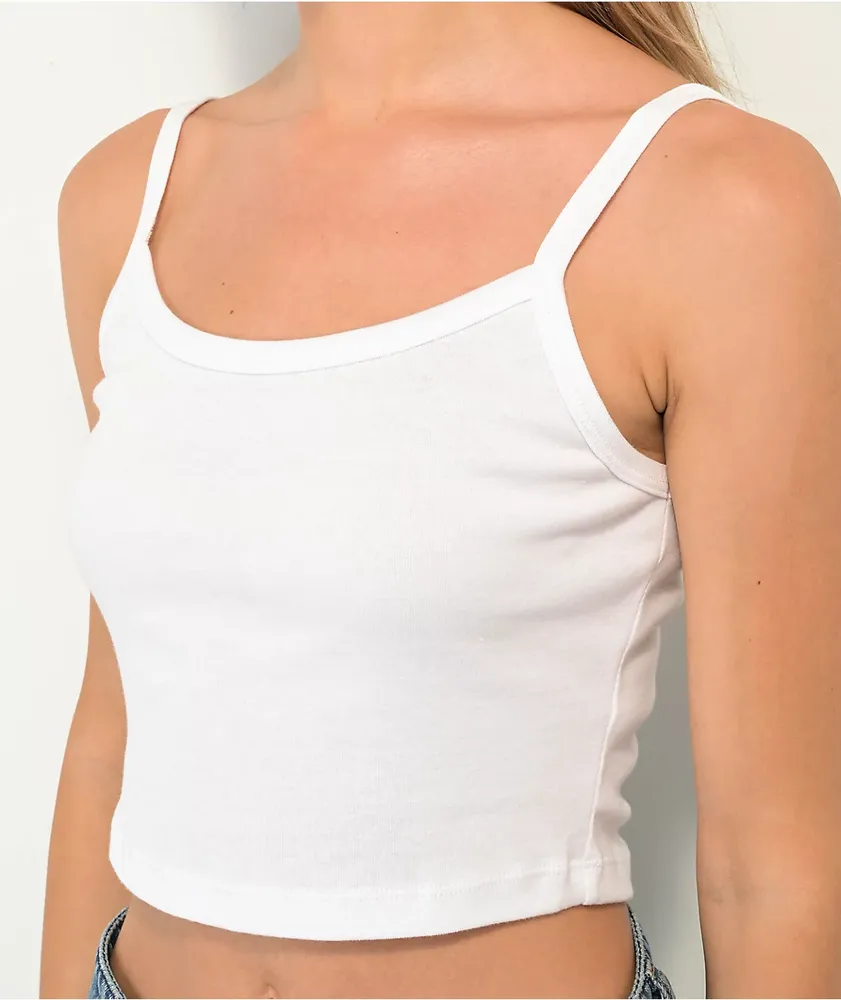 Zine Baby Rib White Crop Tank Top