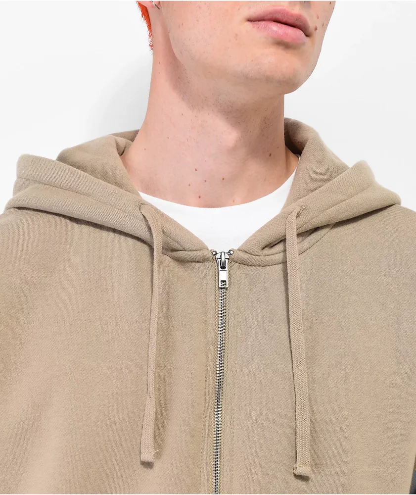 Zine Basics Tan Zip Hoodie