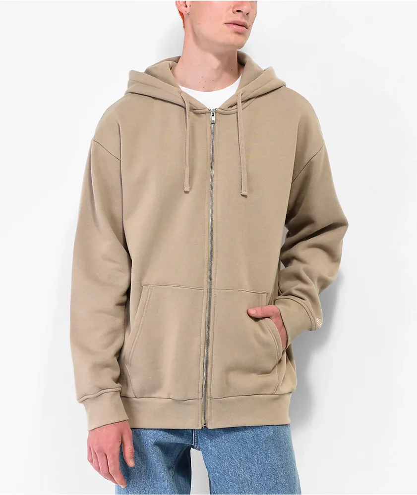 Zine Basics Tan Zip Hoodie