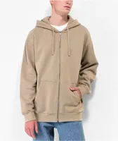 Zine Basics Tan Zip Hoodie