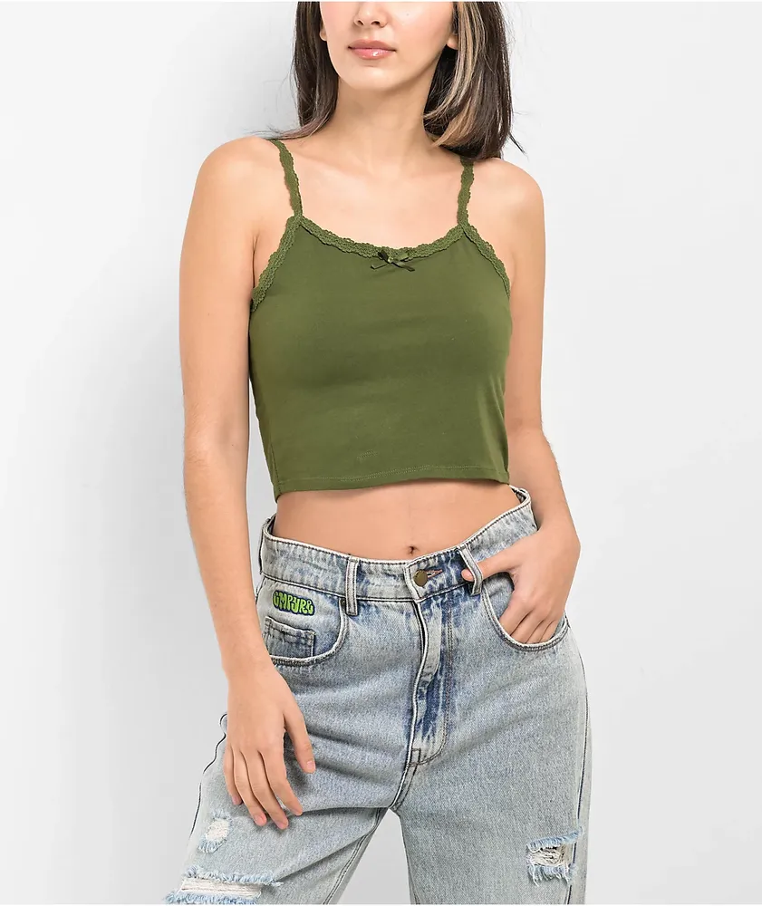 Zine Berry Green Crop Tank Top