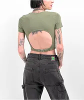 Zine Brianna Green Buckle Crop T-Shirt