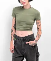 Zine Brianna Green Buckle Crop T-Shirt