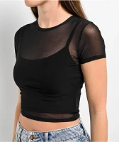 Zine Cashie Black Mesh Crop T-Shirt