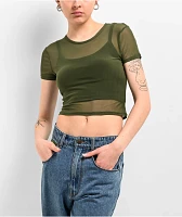 Zine Cashie Green Mesh Crop T-Shirt