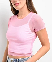 Zine Cashie Pink Mesh Crop T-Shirt