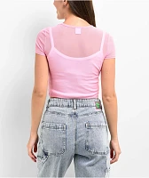 Zine Cashie Pink Mesh Crop T-Shirt