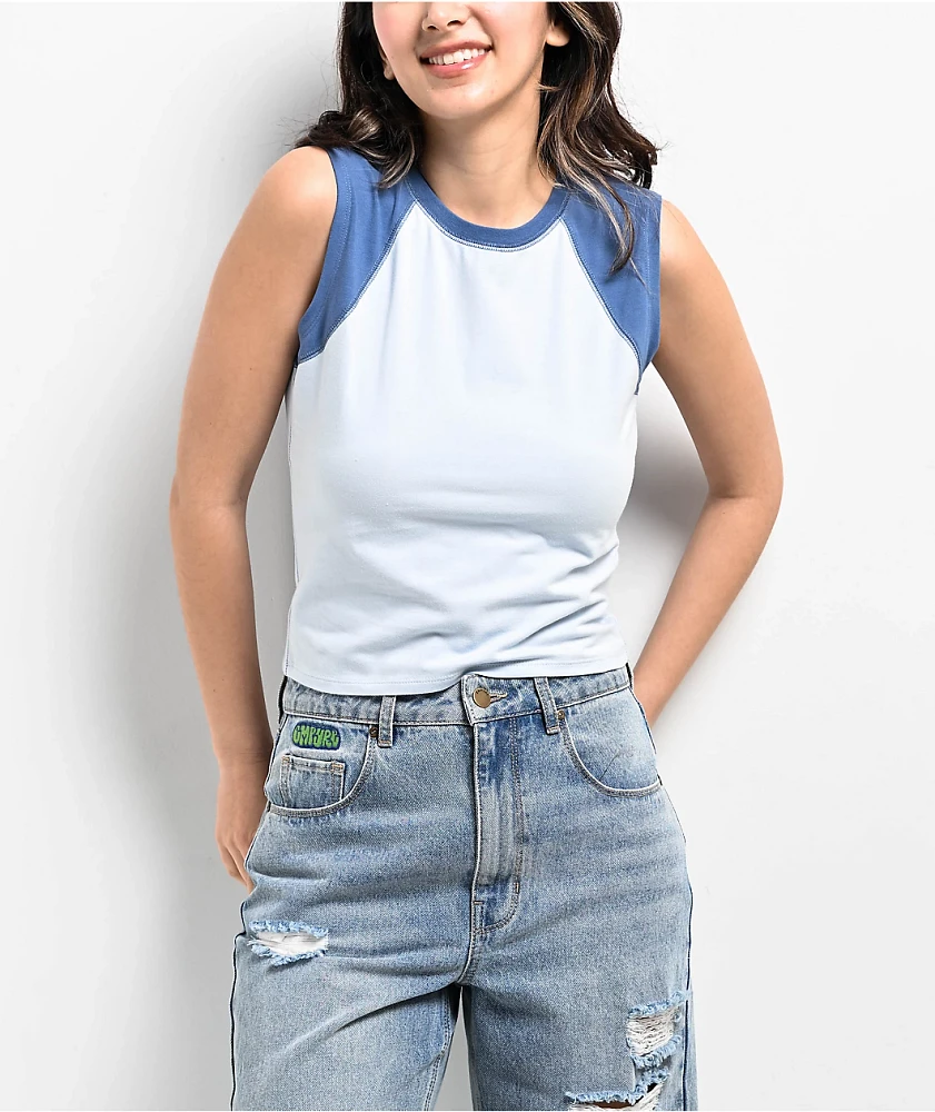 Zine Charlie Blue Raglan Tank Top