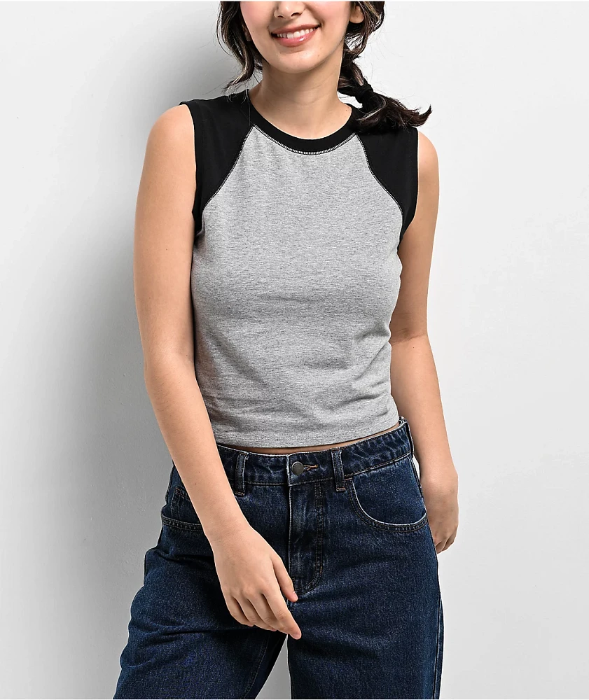 Zine Charlie Grey Raglan Tank Top