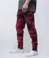Zine Cover Black & Red Tie Dye Jogger Sweatpants