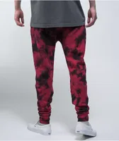 Zine Cover Black & Red Tie Dye Jogger Sweatpants