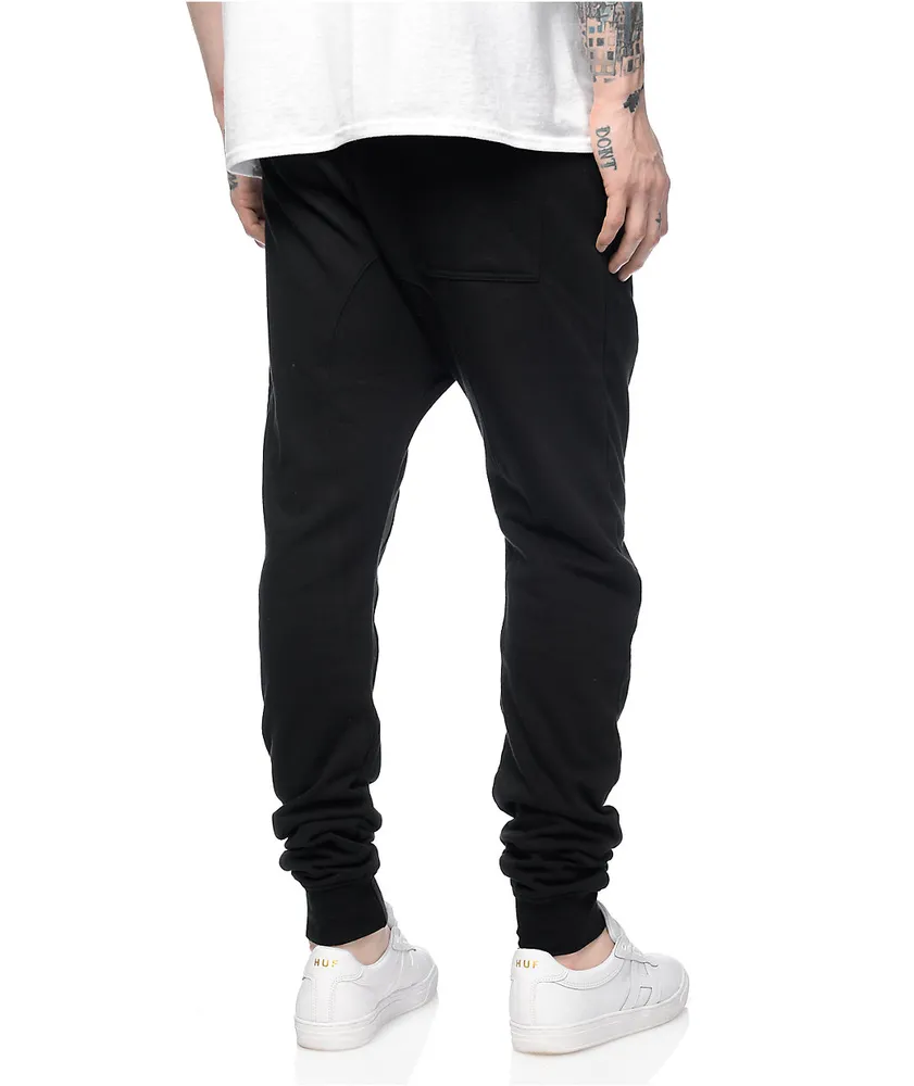 Zine Cover Black Solid Knit Jogger Pants