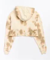 Zine Ellis Cream & Tan Tie Dye Crop Hoodie