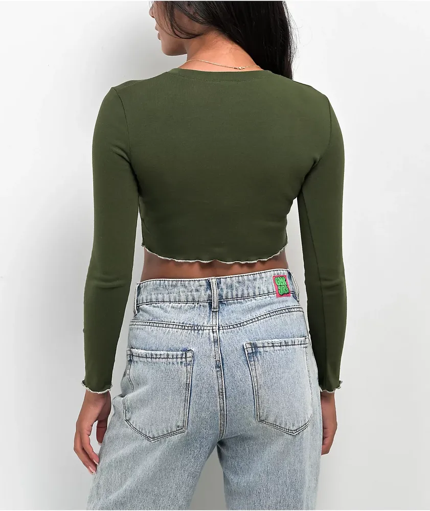 Zine Georgie Green Long Sleeve Crop T-Shirt