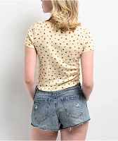 Zine Hannie Ditsy Floral Yellow Crop Henley T-Shirt