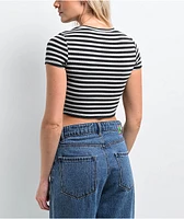 Zine Irina Black & White Stripe Crop T-Shirt