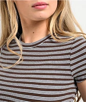 Zine Irina Blue & Brown Stripe Crop T-Shirt