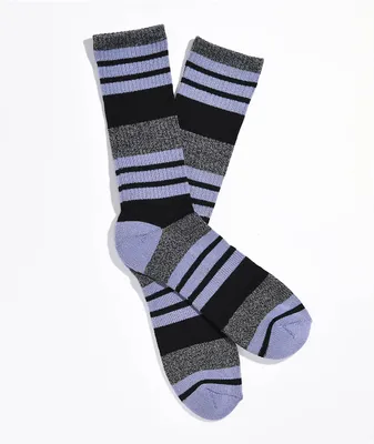 Zine Lizard Grey & Purple Stripe Crew Socks