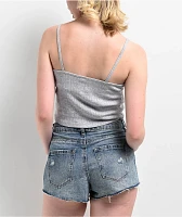 Zine Mary Pointelle Grey Crop Tank Top