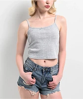 Zine Mary Pointelle Grey Crop Tank Top