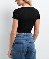 Zine Noreen Black Notched Crop T-Shirt