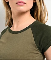 Zine Pammie Dark Green Raglan Crop T-Shirt