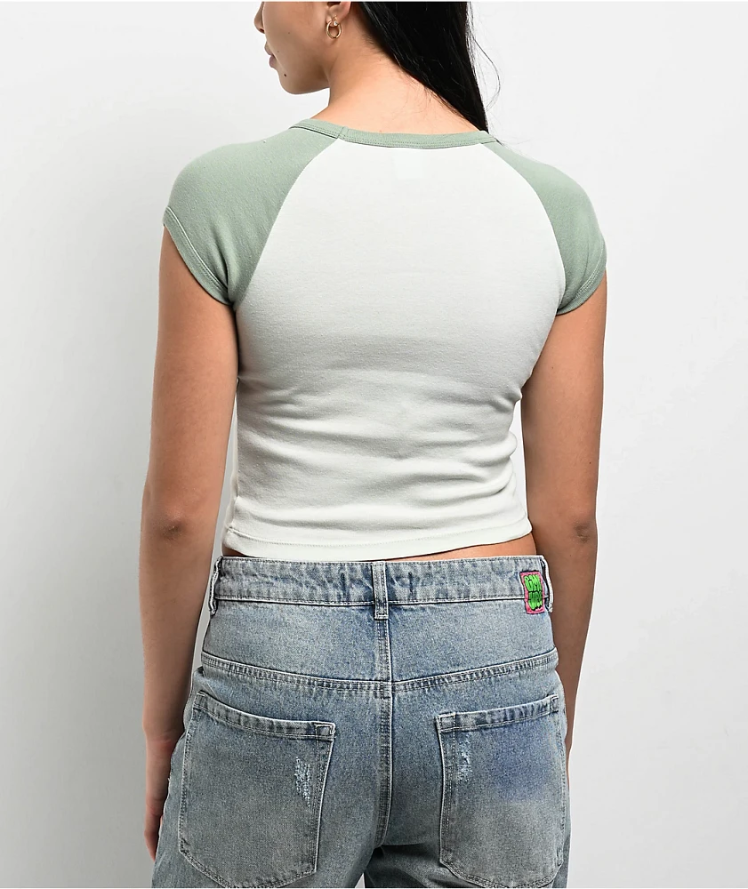 Zine Pammie Green Crop Raglan T-Shirt