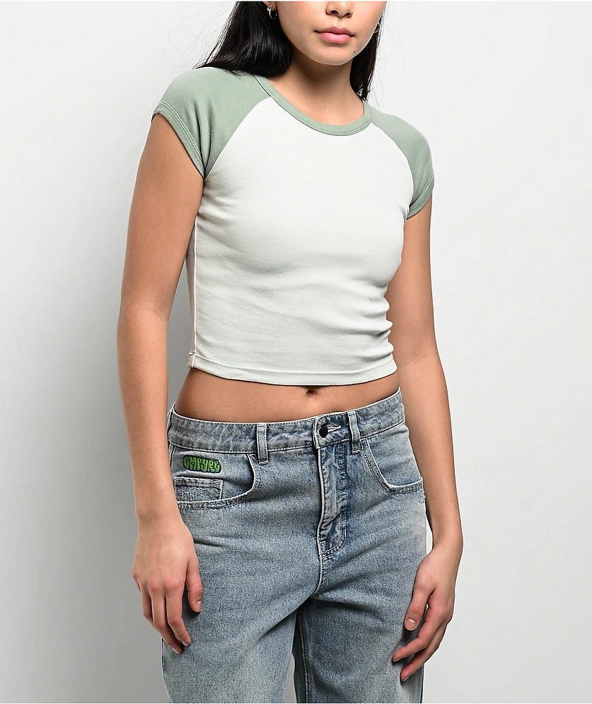 Zine Pammie Green Crop Raglan T-Shirt