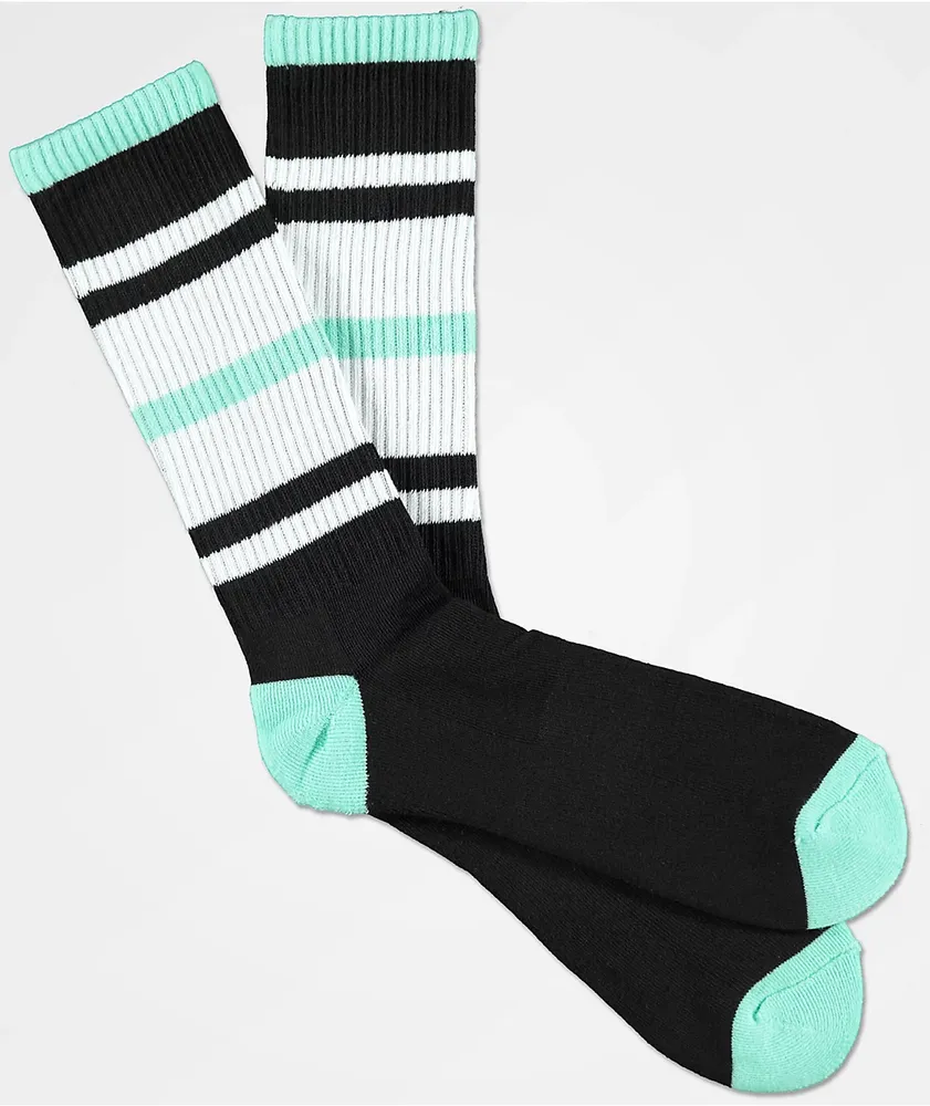 Zine Phantom Black & Mint Crew Socks