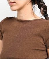 Zine Rita Brown Open Back Crop T-Shirt