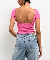 Zine Rita Pink Open Back Crop T-Shirt