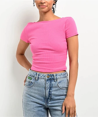 Zine Rita Pink Open Back Crop T-Shirt