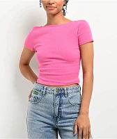 Zine Rita Pink Open Back Crop T-Shirt