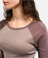 Zine Sam Taupe Raglan Long Sleeve Crop T-Shirt