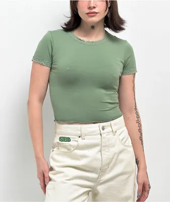 Zine Stacey Green Lettuce Crop T-Shirt