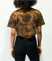 Zine Syd Orange & Black Tie Dye Crop T-Shirt