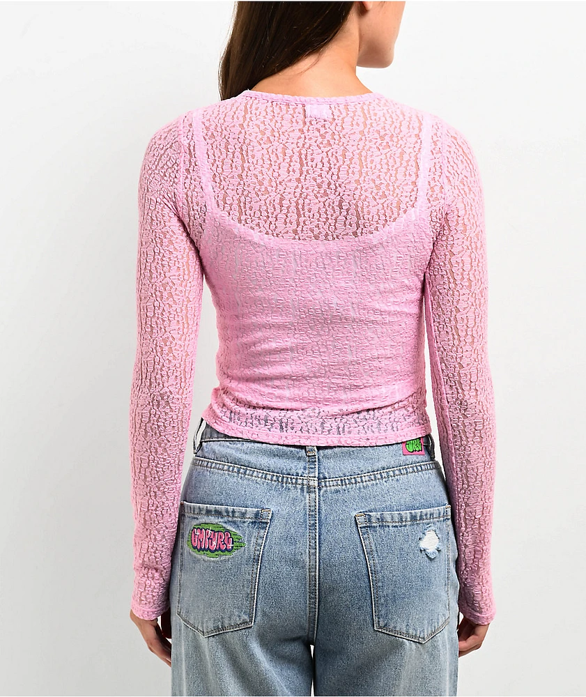 Zine Talia Pink Lace Long Sleeve Top