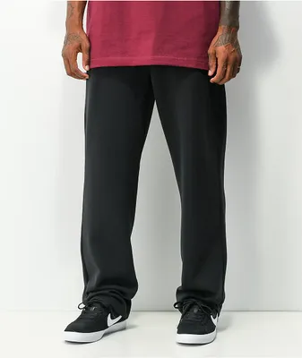 Zine Tarp Double Knit Open Hem Black Sweatpants