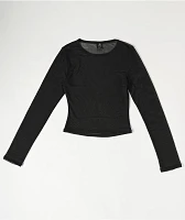 Zine Tashti Black Long Sleeve Mesh Top