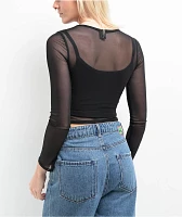 Zine Tashti Black Long Sleeve Mesh Top