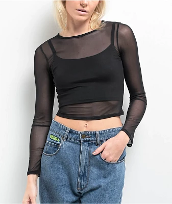 Zine Tashti Caviar Long Sleeve Mesh Top