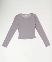 Zine Tashti Grey Long Sleeve Mesh Top