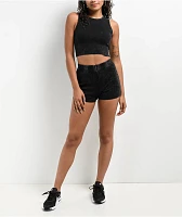 Zine Tawney Ribbed Black Wash Crop Tank Top