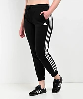 adidas 3 Stripe Black Fleece Jogger Sweatpants