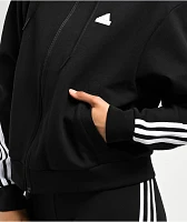 adidas 3 Stripe Black Zip Hoodie