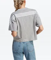 adidas 3 Stripe Grey Crop T-Shirt