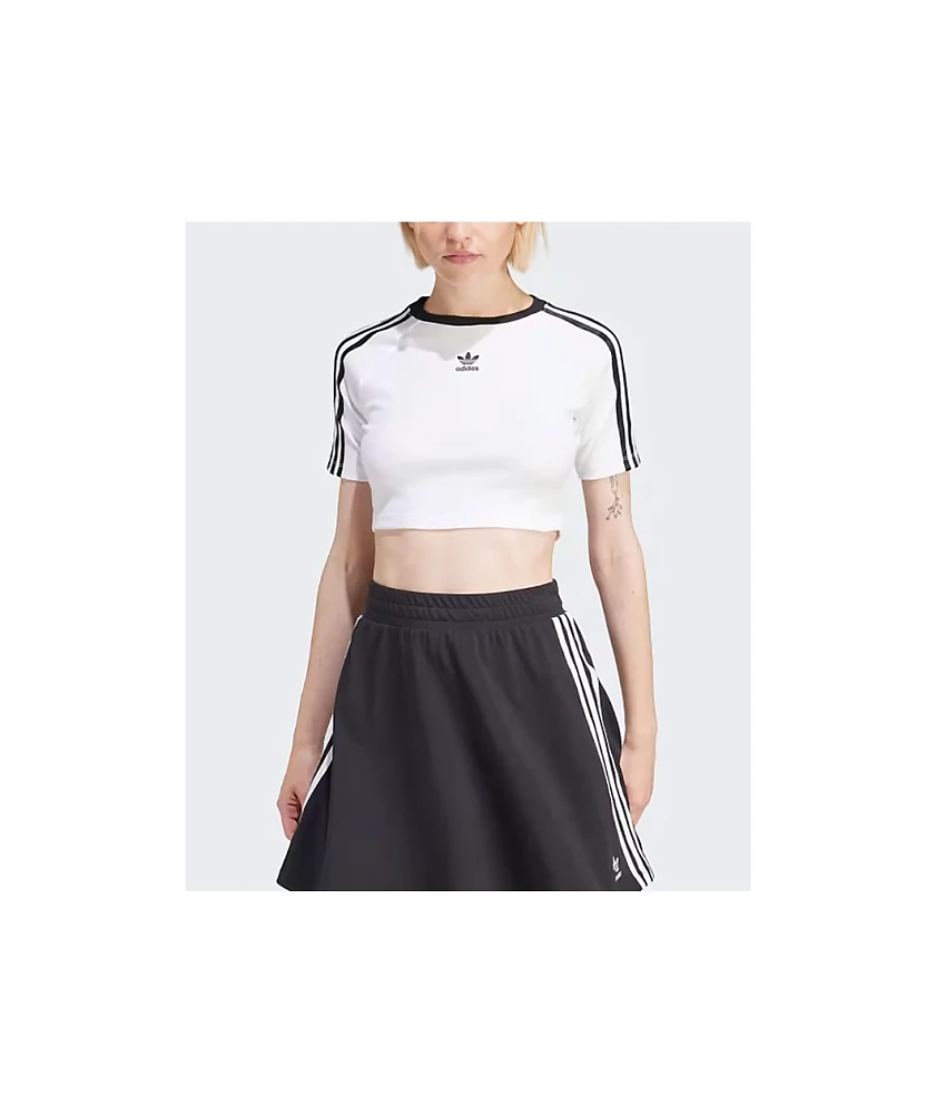 adidas 3-Stripes White Crop T-Shirt