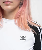 adidas Adicolor 3 Stripe White & Black Slim Raglan T-Shirt