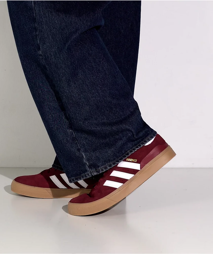 adidas Busenitz Vulc II Burgundy & Gum Skate Shoes