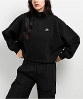 adidas Essentials Black Half Zip Crop Fleece Sweatshirt